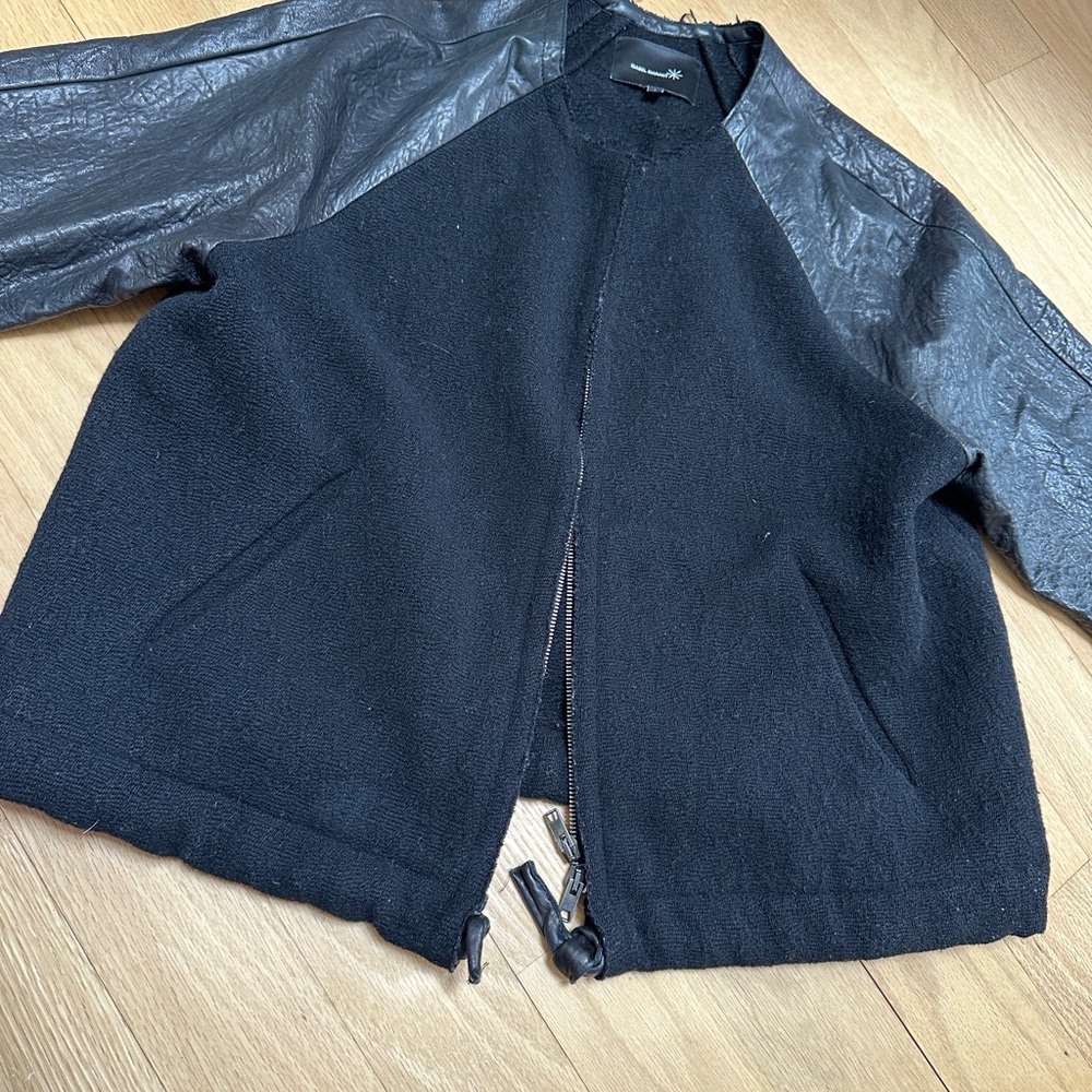 Isabel Marant Black Textured Jacket with Leather Accents